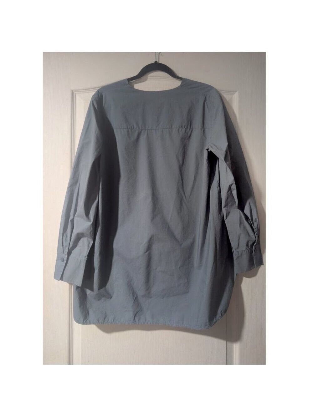 COS | Long Rounded Hem Blouse In Blue - Picture 5 of 12